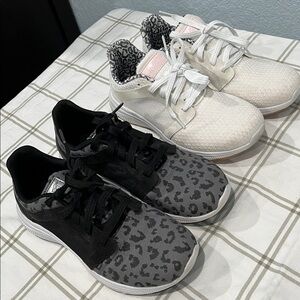 Avia Women's Athletic Shoes - White and Black Leopard 2 Pairs Size 8 and 8W.